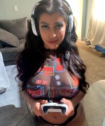Busty Game Girl as brianna shows off her skills not just at getting naked but on xbox