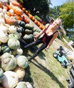 Meet Madden Pumpkin Shopping as strips to her panties in the field