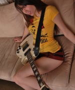 Misty Gates naked with Les Paul